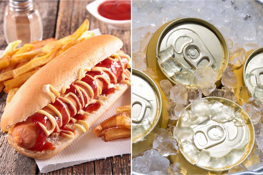 <strong>SEXTA-FEIRA:</strong> 740 cal (1 hot dog completo) + 600 cal (4 latas de cerveja) = 1340 cal