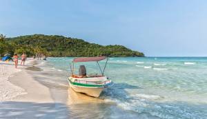 The canoes on beautiful beach