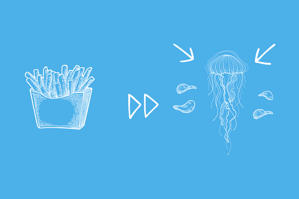 Que tal trocar a batata frita por chips de água-viva?