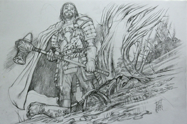 A batalha entre Robert Baratheon e Rhaegar Targareyn é muito citada na série, mas nunca chegou a aparecer. Will ilustrou a cena nos bastidores - e não é como se tivesse sido a toa: o martelo criado nesse desenho acabou parando nas mãos de Gendry, na sétima temporada. A batalha entre Robert Baratheon e Rhaegar Targareyn é muito citada na série, mas nunca chegou a aparecer. Will ilustrou a cena nos bastidores - e não é como se tivesse sido a toa: o martelo criado nesse desenho acabou parando nas mãos de Gendry, na sétima temporada.