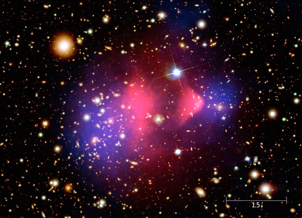 Two large galaxy clusters about 4 billion light years from Earth.