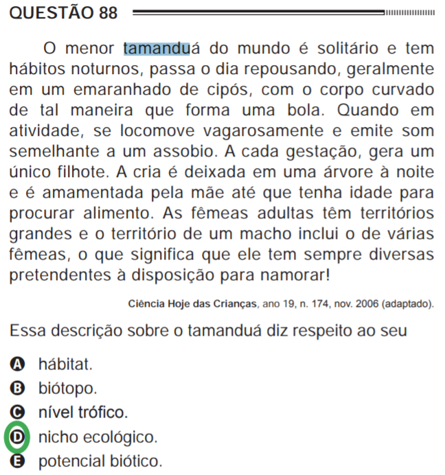 ENEM 2012 tamanduá