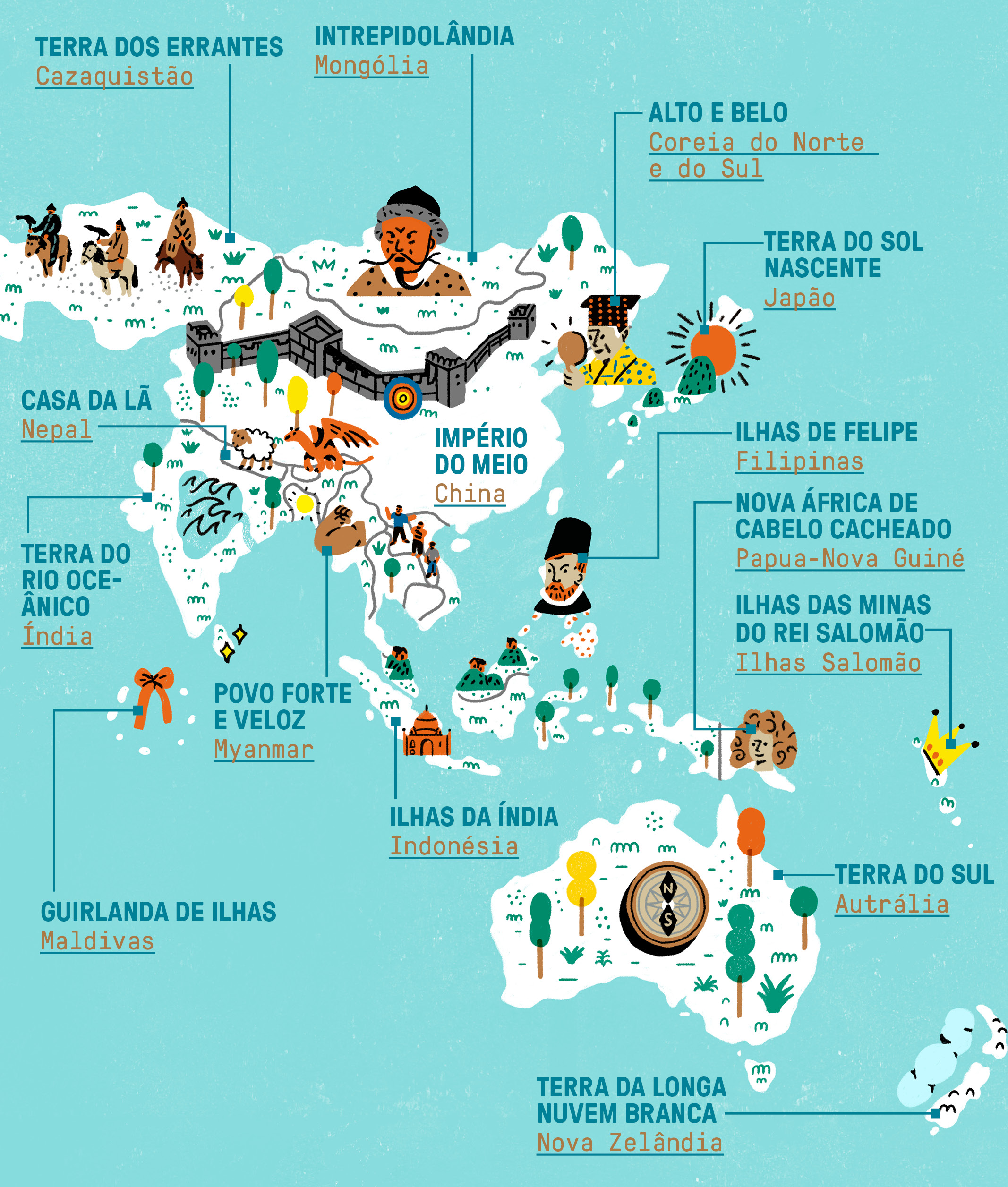 Mapa da Ásia e da Oceania