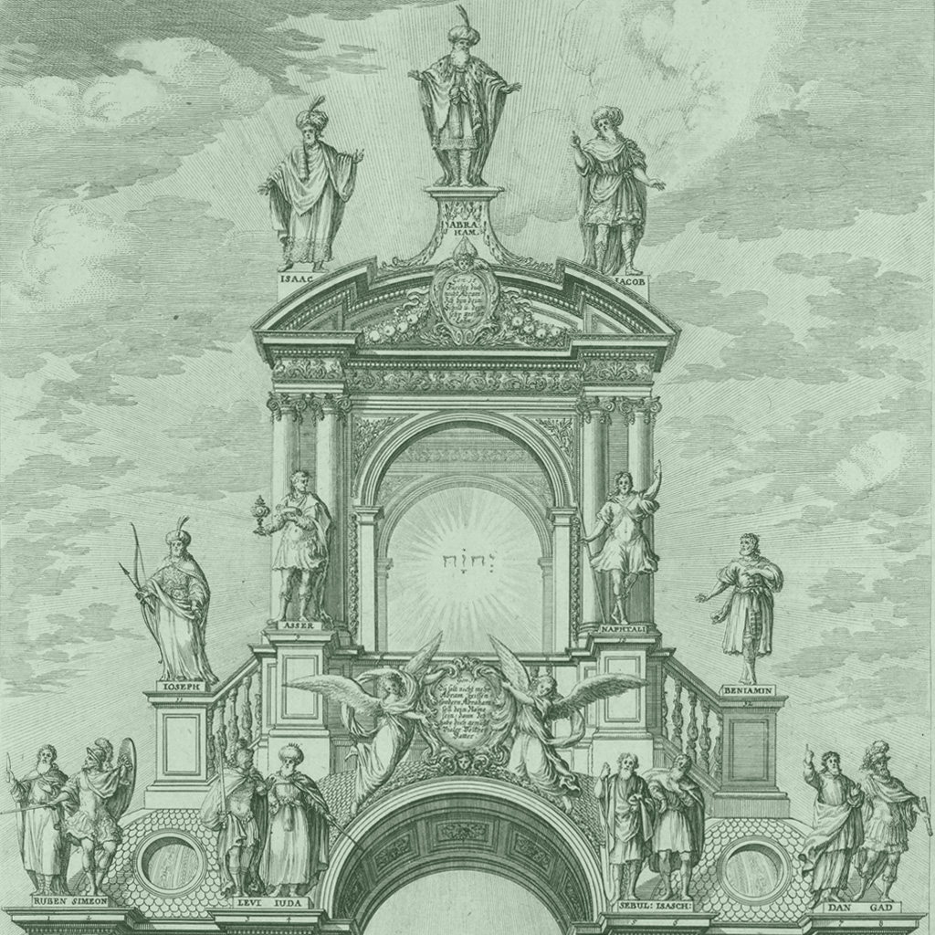 SI_Deus_Cap_3_2 <strong>Arco triunfal barroco com imagens dos patriarcas israelitas e a palavra “Iahweh”.</strong>
