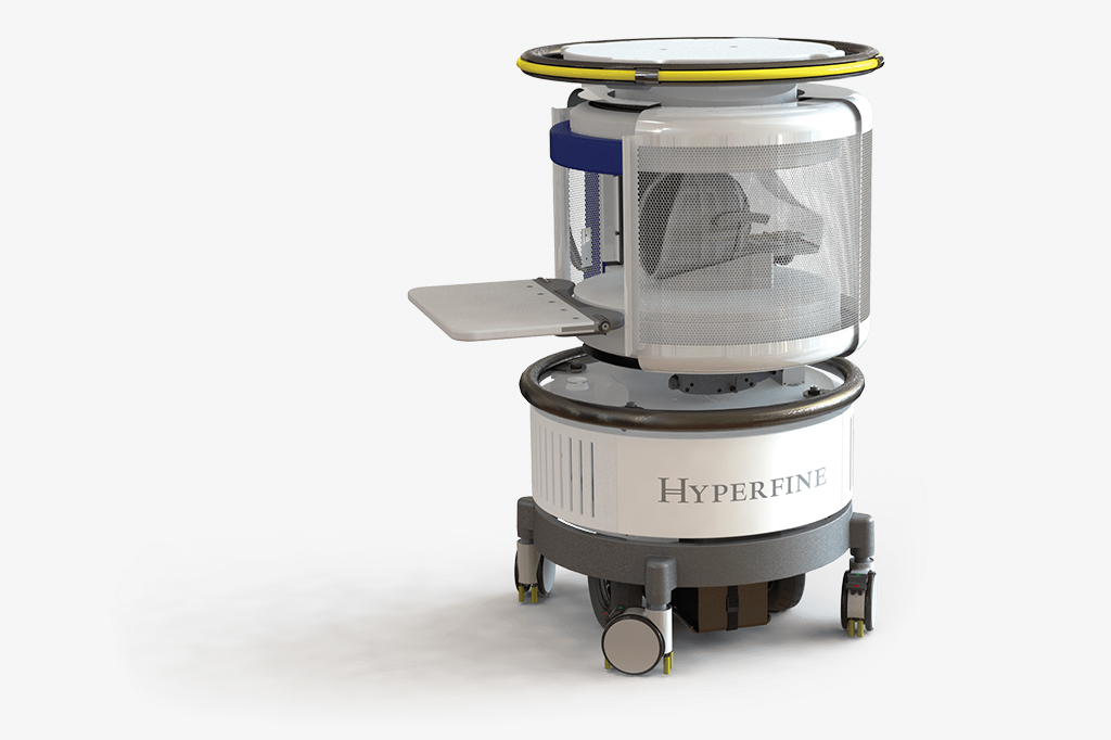Foto da Hyperfine, uma m&aacute;quina de resson&acirc;ncia magn&eacute;tica port&aacute;til.