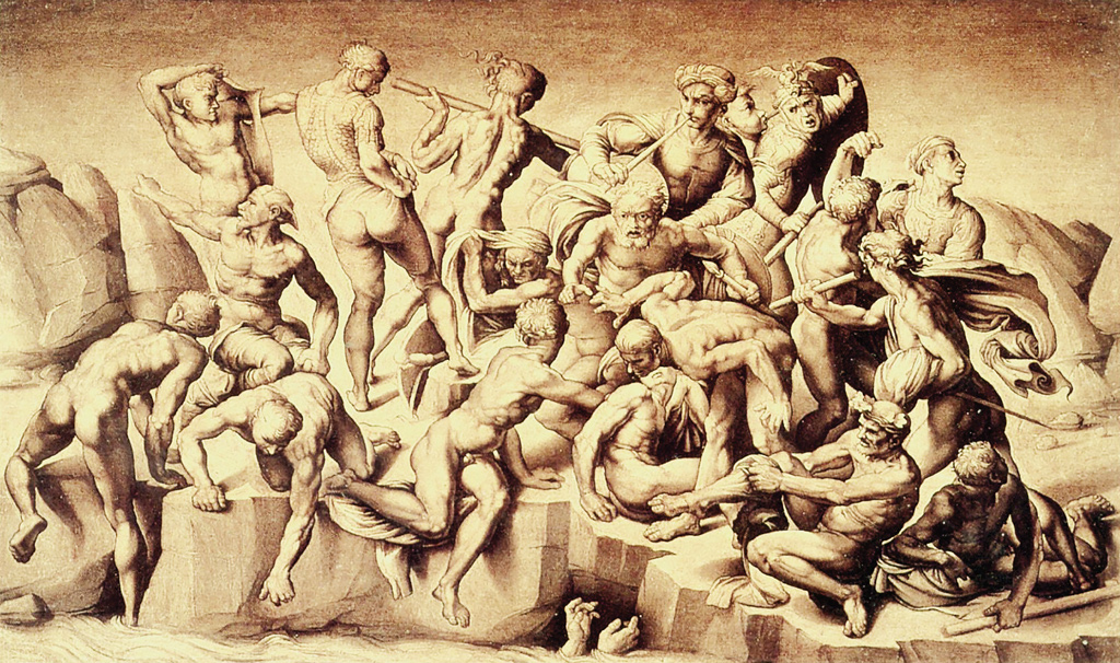 SI_DaVince_Genios_Rivais_3 <strong>FOI SEM NUNCA TER SIDO – Os desenhos originais de Michelangelo para A Batalha de Cascina se perderam. Restam, no entanto, algumas cópias feitas por Aristóteles Sangallo, um discípulo do artista. É graças a elas que hoje se pode ter ideia de como seria a pintura – para muitos, uma obra-prima que nunca foi feita.</strong>