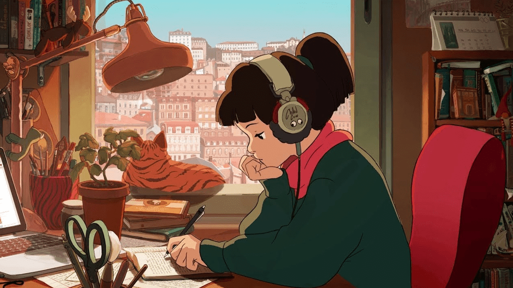 Ilustração da lo-fi girl.