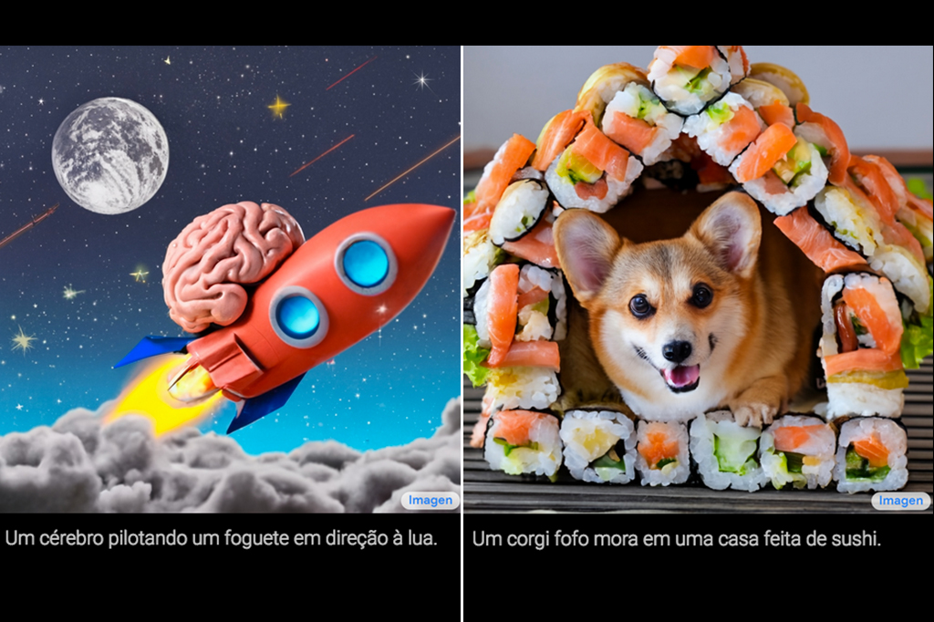 Duas imagens feitas pela Imagen, inteligência artificial do Google.