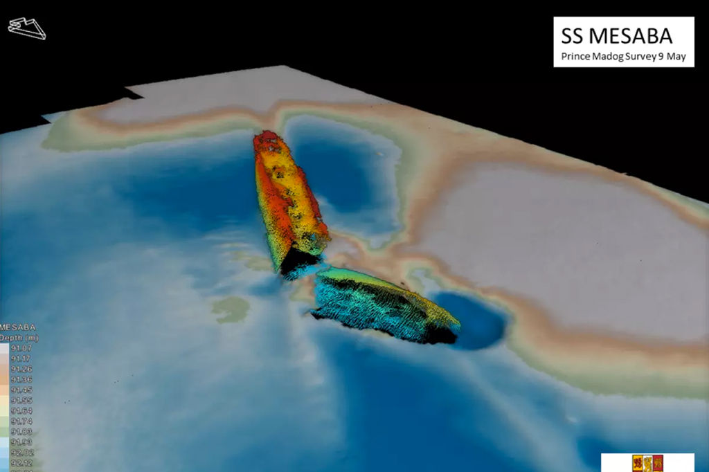 Mapeamento de destroços do SS Mesaba.
