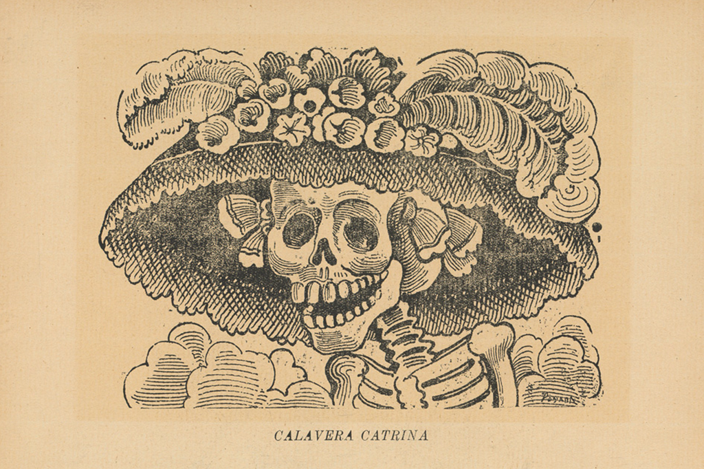 Ilustração da caveira Catrina