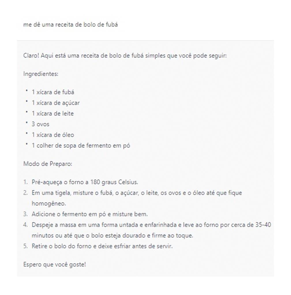 chat-gpt-3 Print de uma conversa com a IA.
