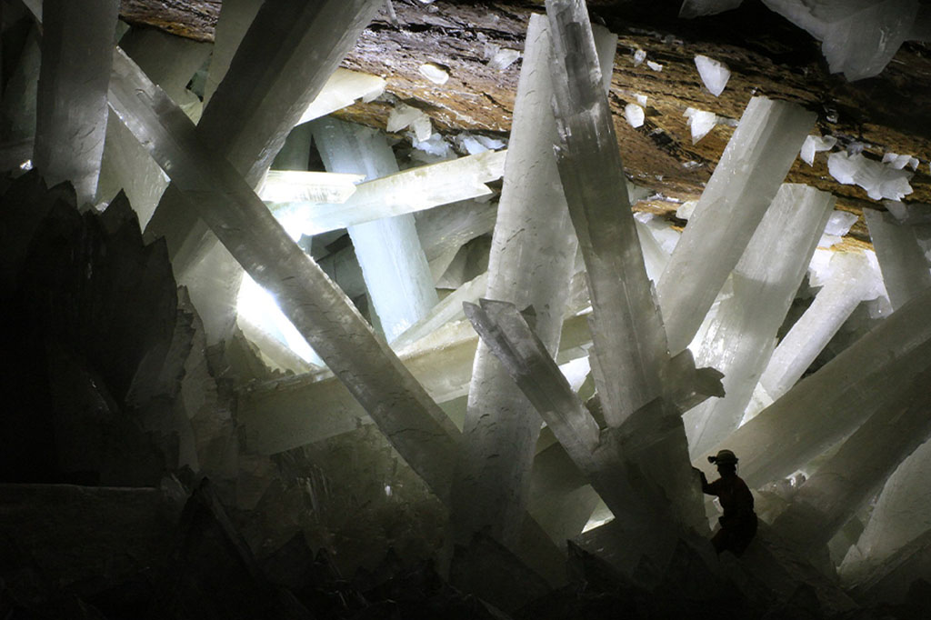 Cristais de gesso na caverna Naica.