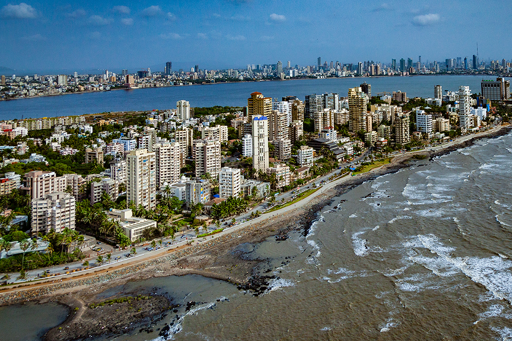 Imagem de vista aérea de Mumbai, Índia.