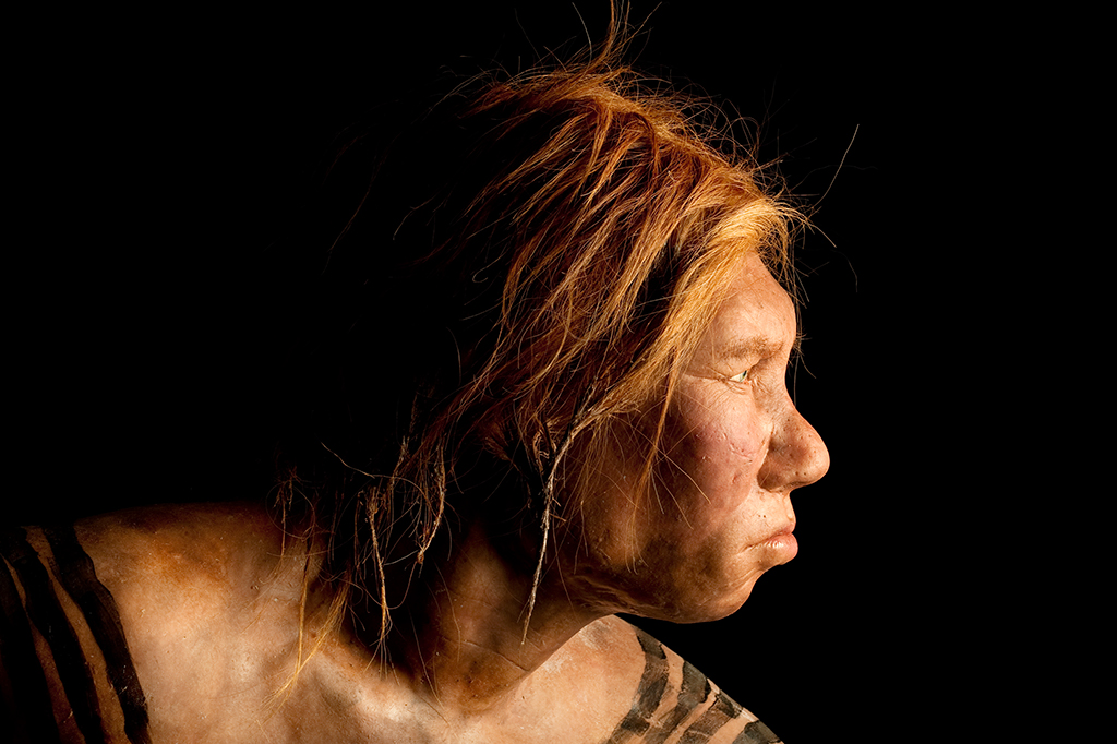Reconstrução artística de uma mulher Neandertal.