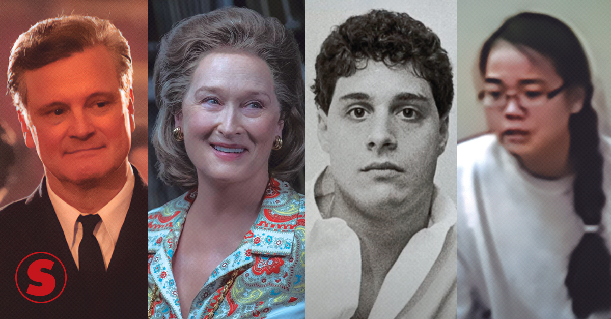 Montagem com fotos dos filmes: O soldado que não existiu, The Post – A guerra secreta, Três estranhos idênticos e O que Jennifer fez?