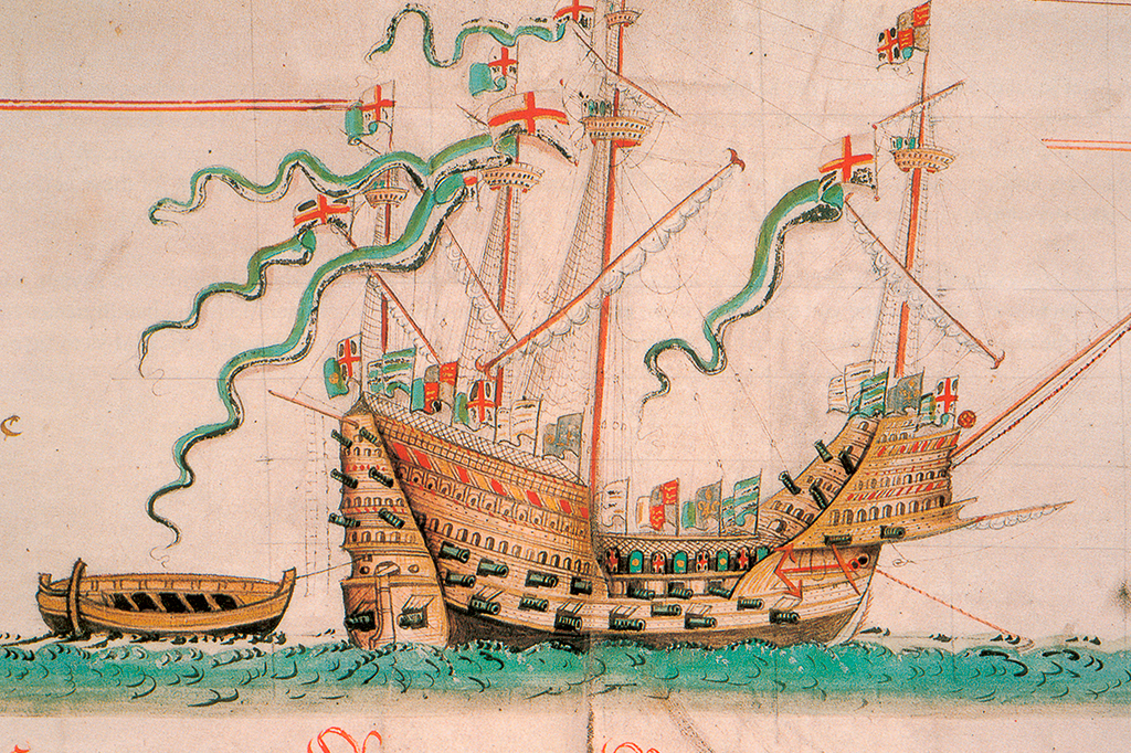 Ilustração do naufrágio karacken Mary Rose .