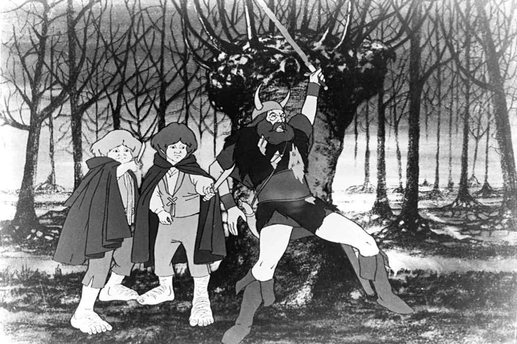 SI_469_Playlist_Abre_Rohirrim_5 Cena da animação O Senhor dos Anéis (1978) em preto e branco.