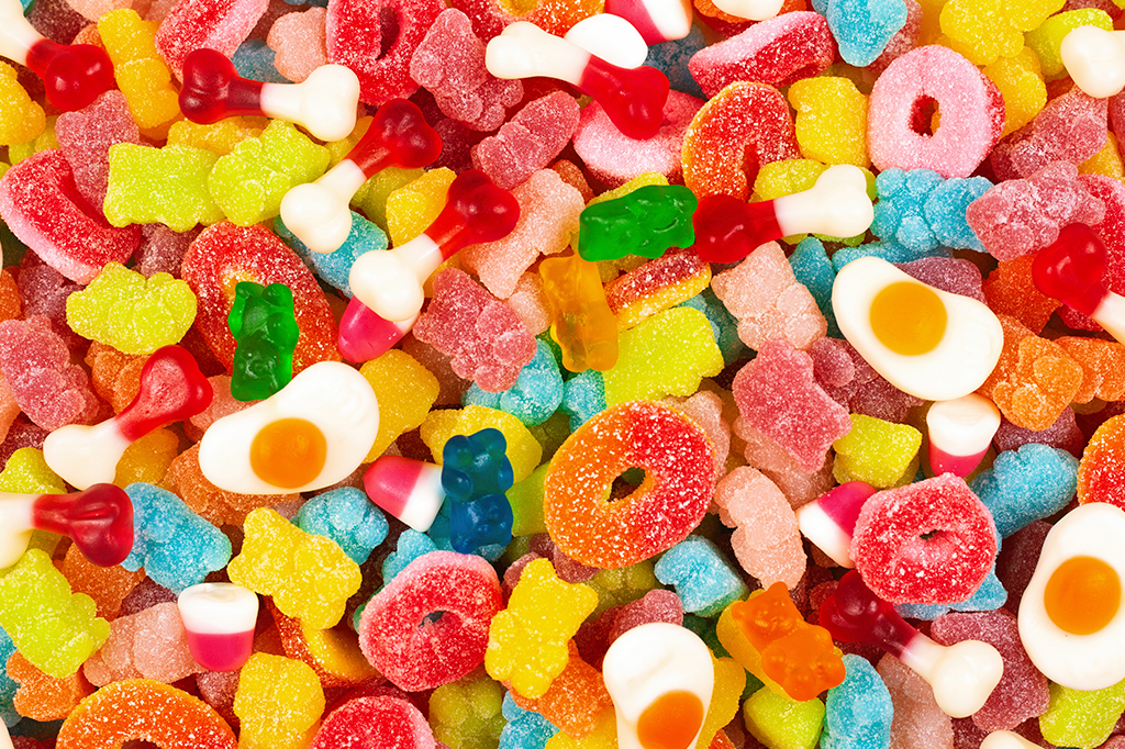 Foto de doces de goma variados.