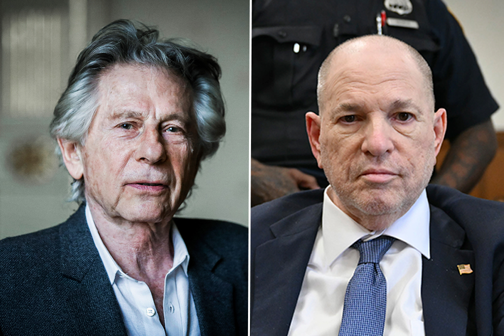 Fotografias de Roman Polanski e Harvey Weinstein.