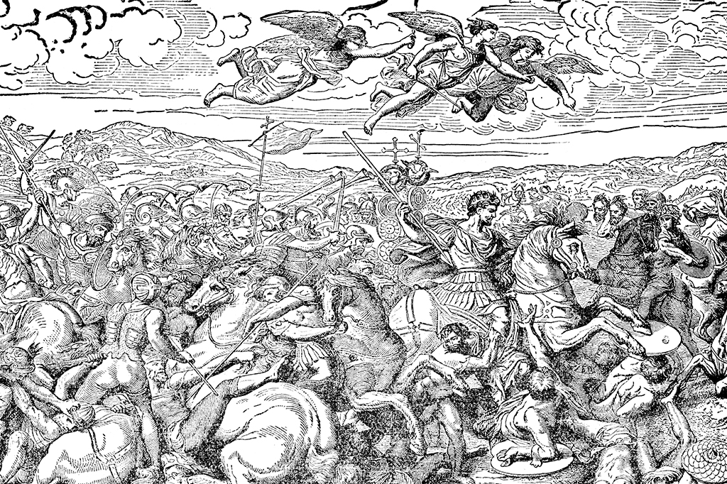 Fotografia Ilustração da Batalha da Ponte Milviana, Pintura de Giulio Romano - Século XVI.