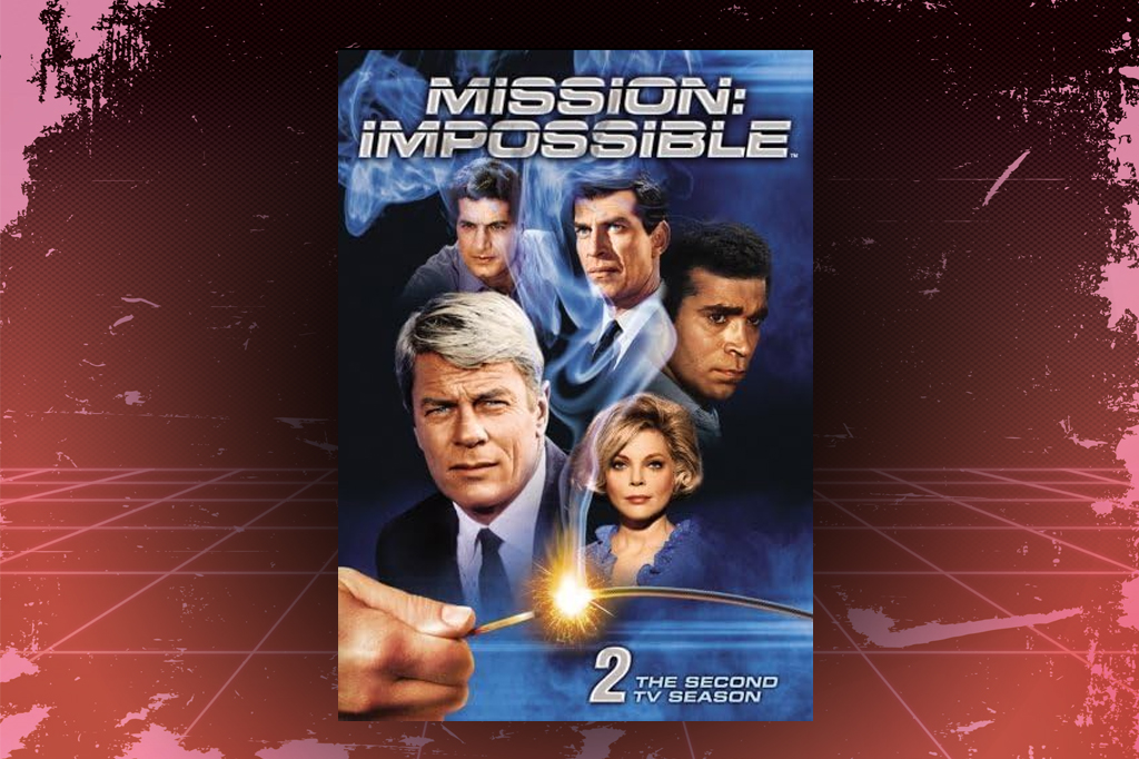 Imagem, em fundo vermelho texturizado, com cartaz da s&eacute;rie de TV Miss&atilde;o: Imposs&iacute;vel.