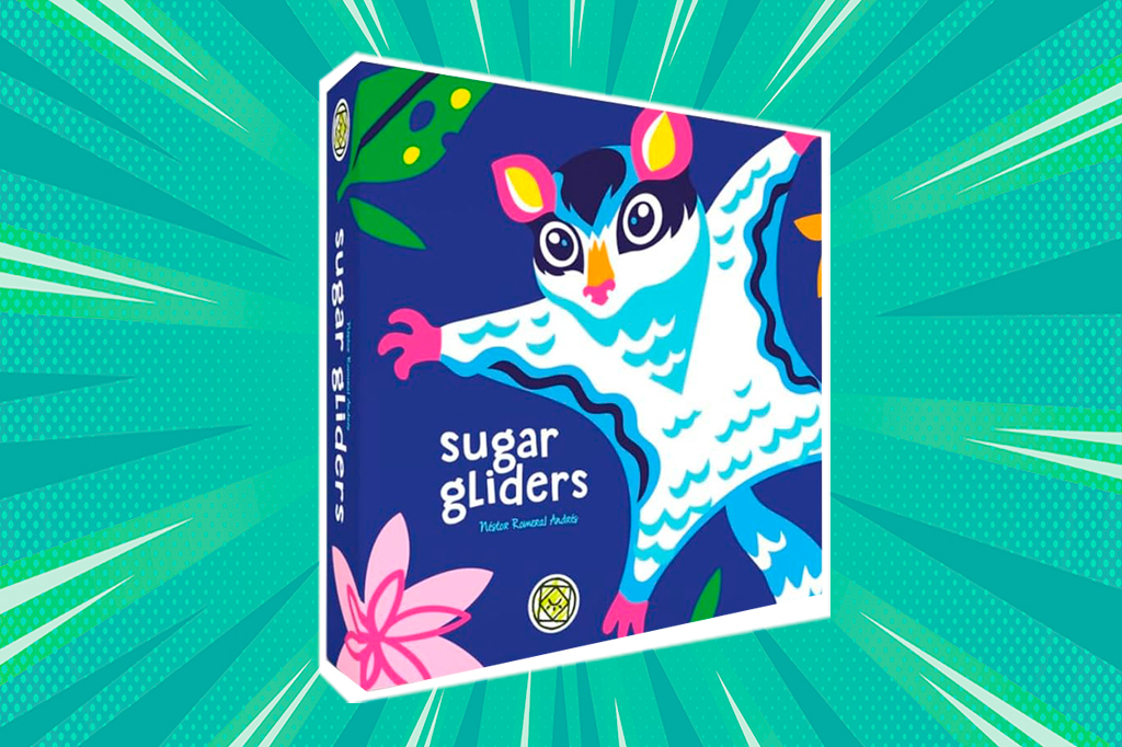 Fotografia do jogo Sugar Gliders, em um fundo verde.