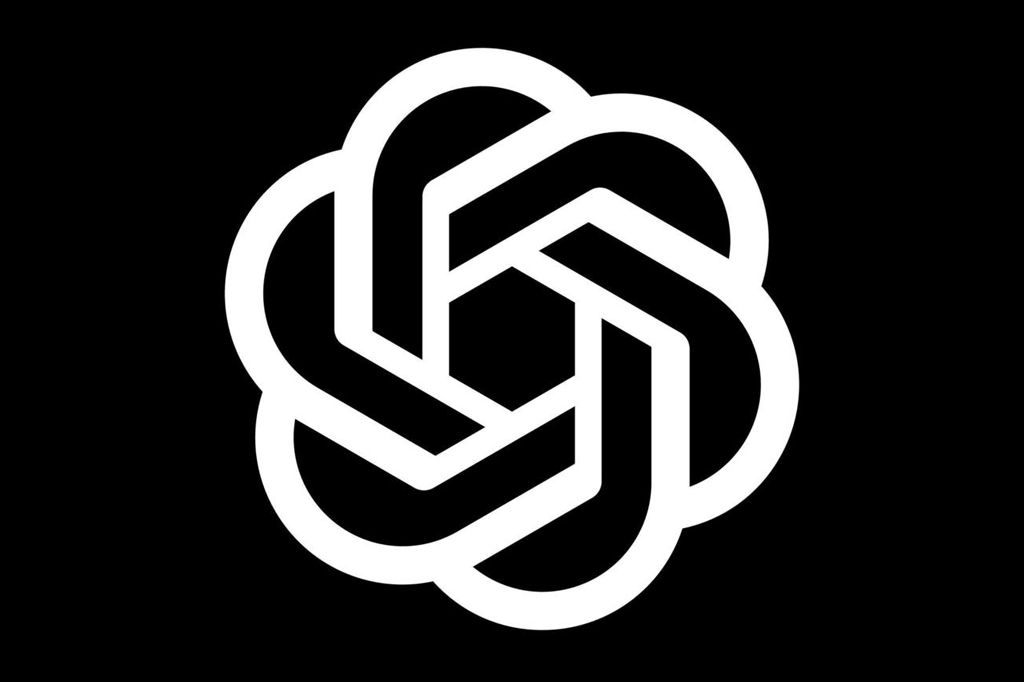 Imagem, em fundo preto, do logotipo do ChatGPT.