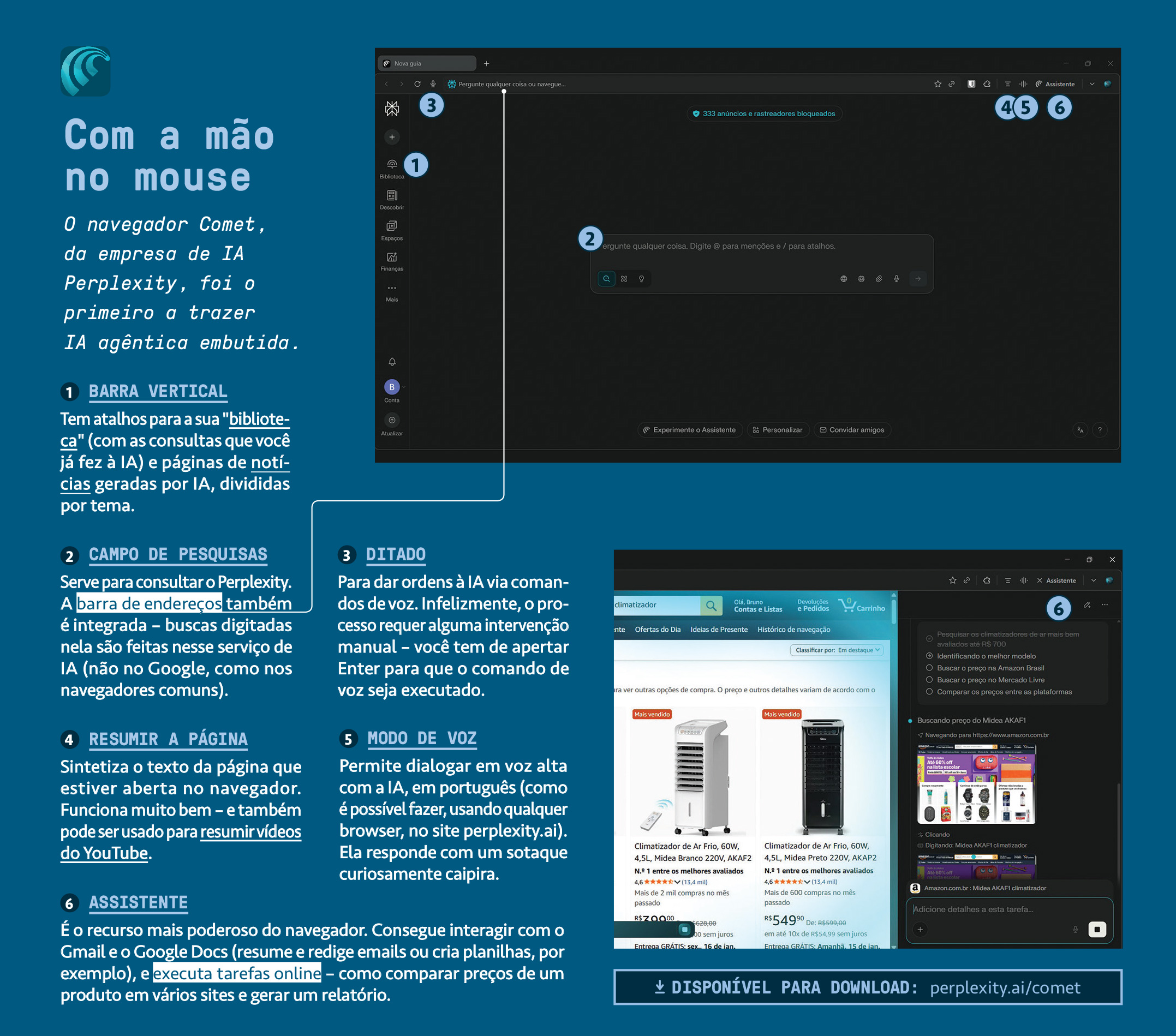 Tabela, em fundo azul, avaliando a AI Perplexity.