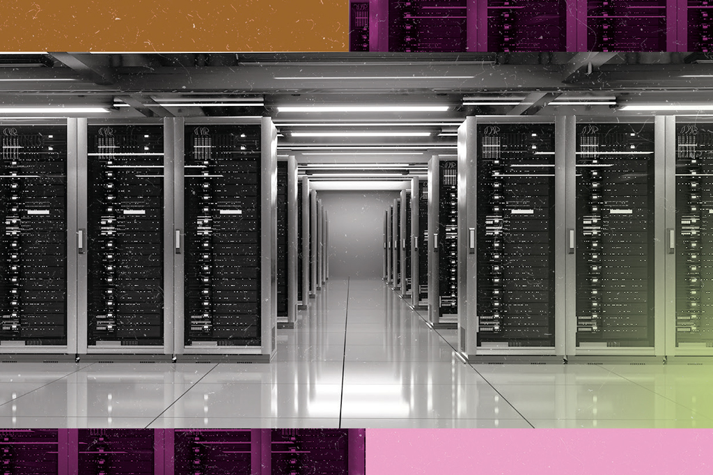 Imagem de um rede de computadores mainframe.